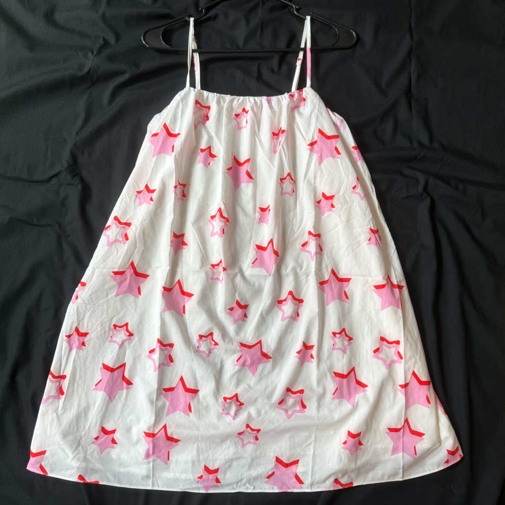 Pink Lily White Dress with Pink Stars